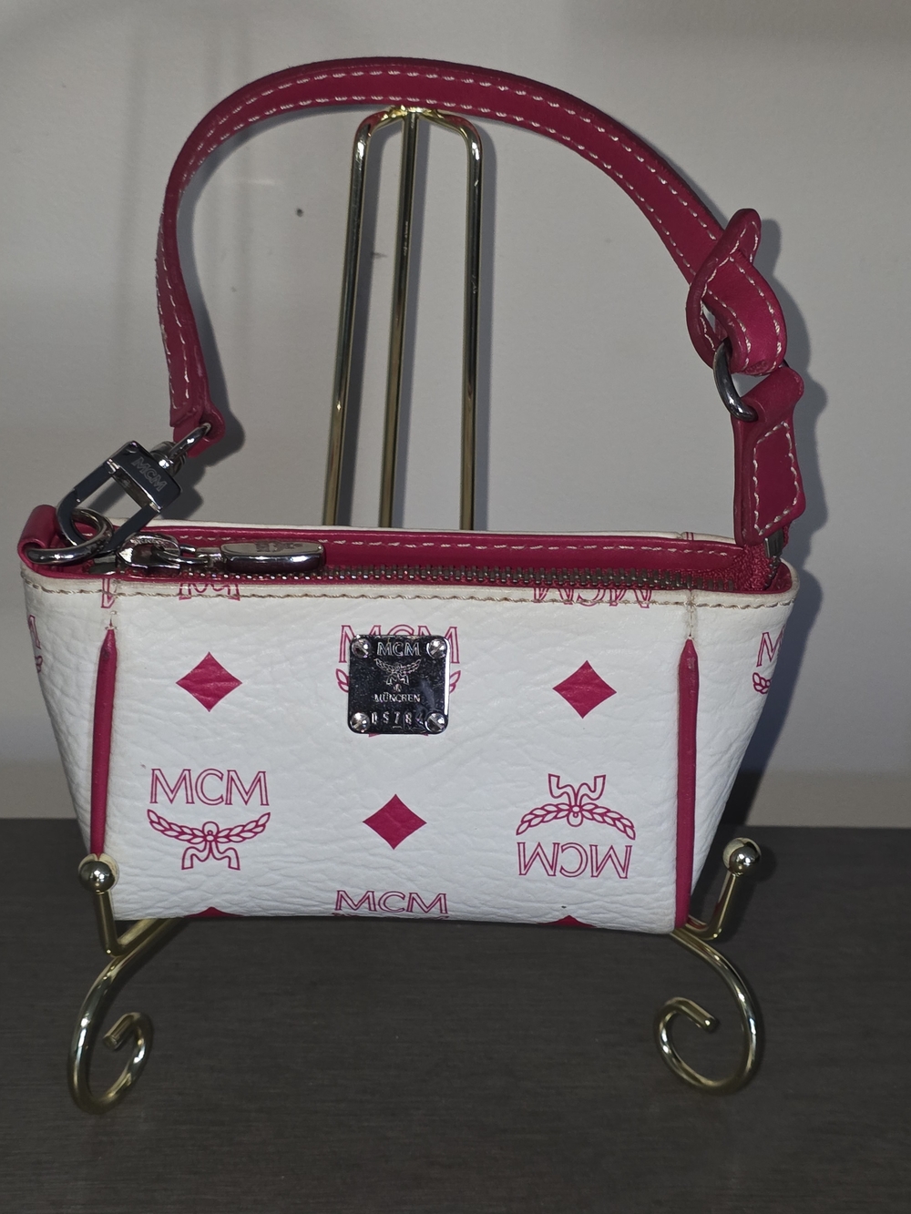 MCM White & Pink Mini Pochette